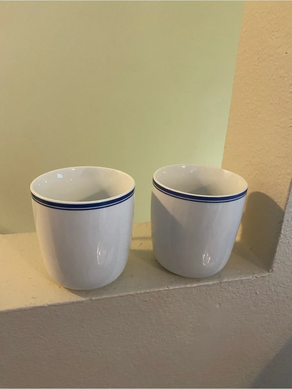 Williams Sonoma. Open Kitchen. White Ceramic Mug with Blue Rim - Set of 2